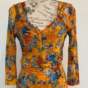 Isabel de Pedro Yellow Floral Midi Sheath Dress